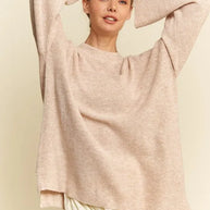 Davi & Dani High-Low Round Neck Drop Shoulder Sweater-Sweater-Trendsi-[option4]-[option5]-[option6]-[option7]-[option8]-Shop-Boutique-Clothing-for-Women-Online