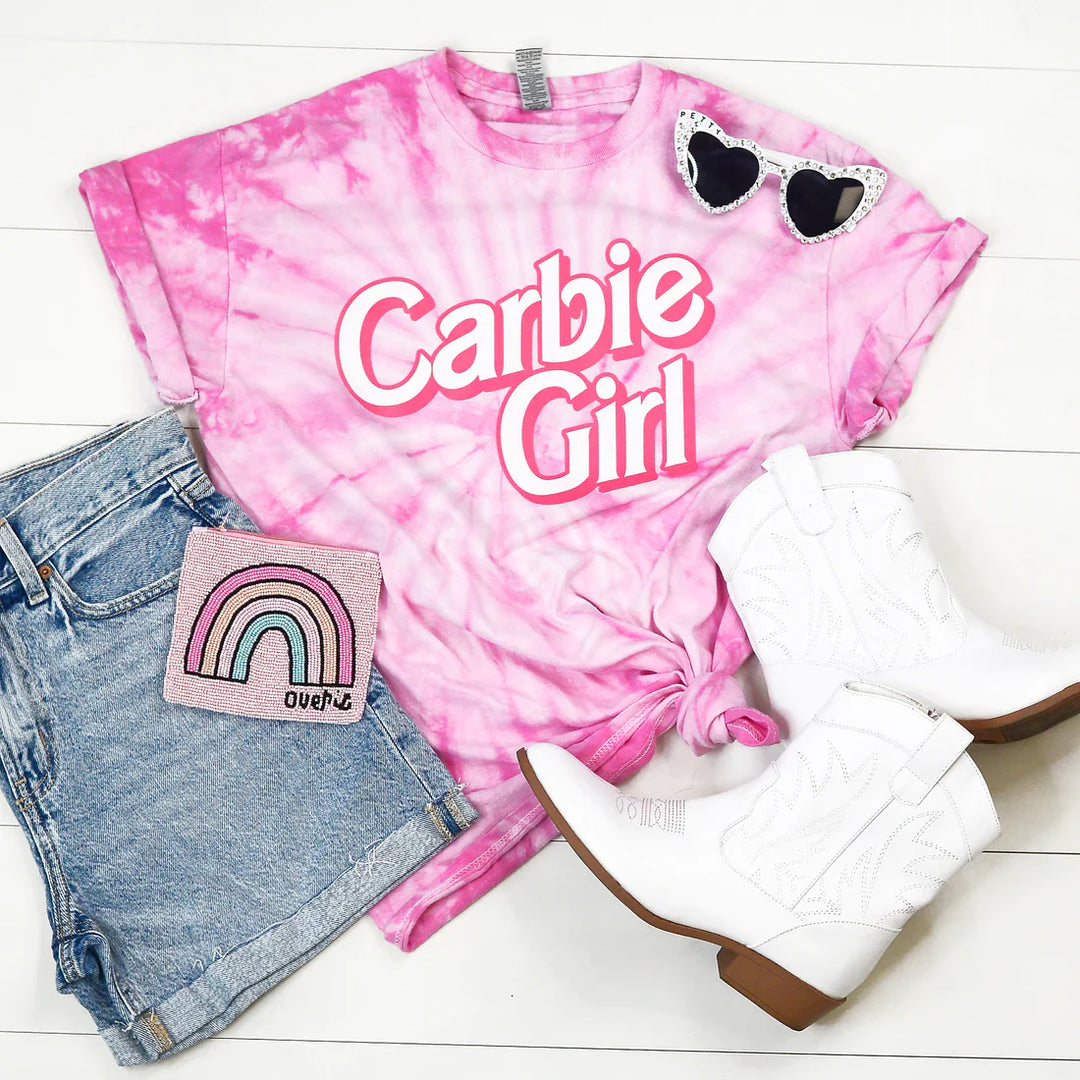 Carbie Girl Graphic Tee in Pink Tie Dye-Womens-Ave Shops-[option4]-[option5]-[option6]-[option7]-[option8]-Shop-Boutique-Clothing-for-Women-Online