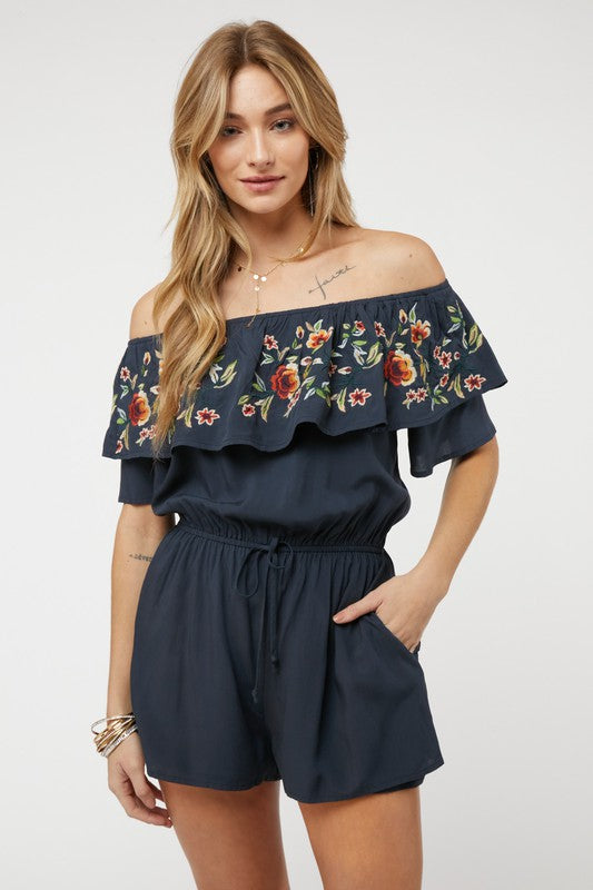 FLORAL EMBROIDERED OFF SHOULDER ROMPER-Davi & Dani-[option4]-[option5]-[option6]-[option7]-[option8]-Shop-Boutique-Clothing-for-Women-Online