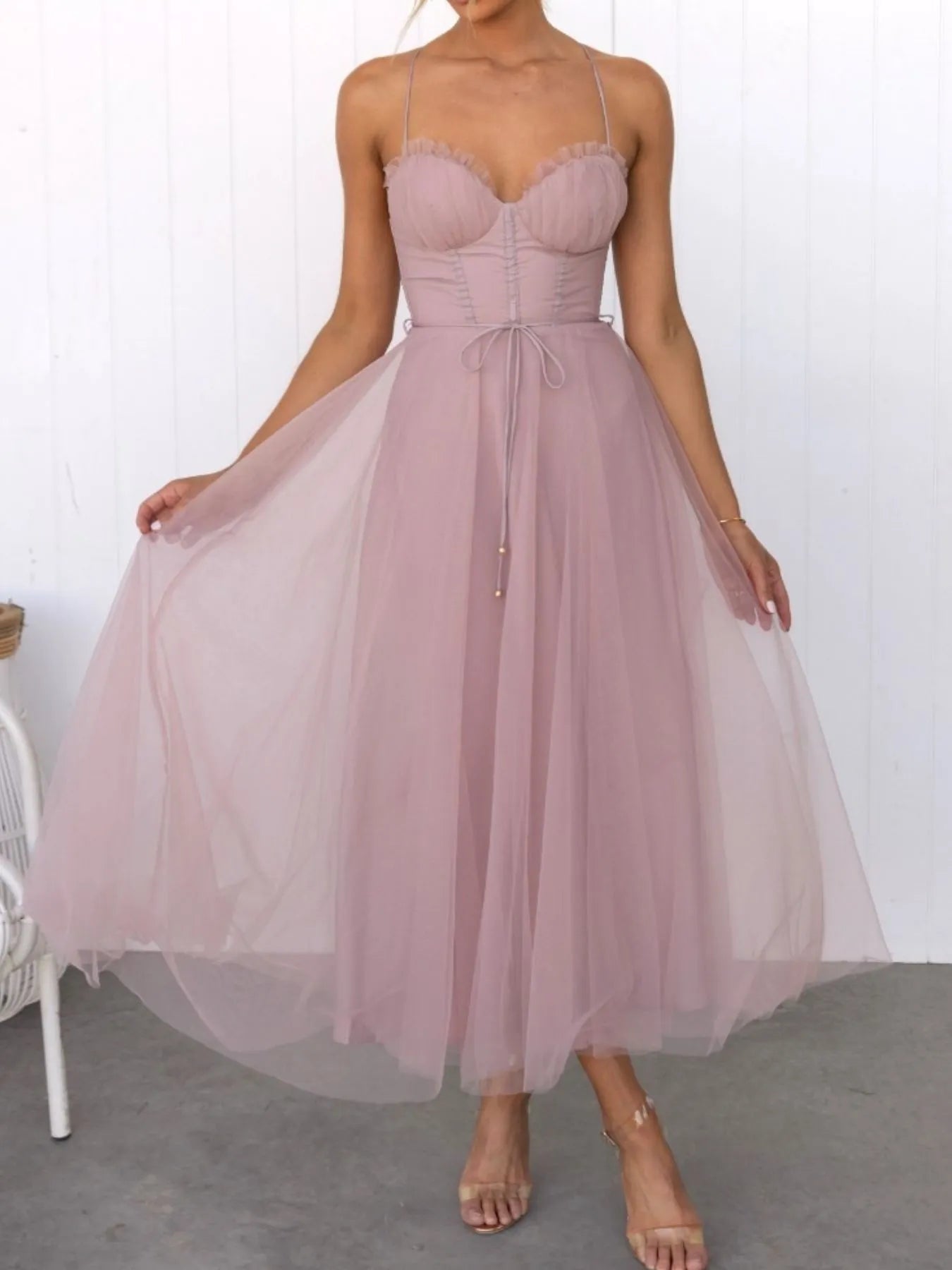 Sweetheart Neck Tulle Midi Dress-Dresses-Trendsi-[option4]-[option5]-[option6]-[option7]-[option8]-Shop-Boutique-Clothing-for-Women-Online