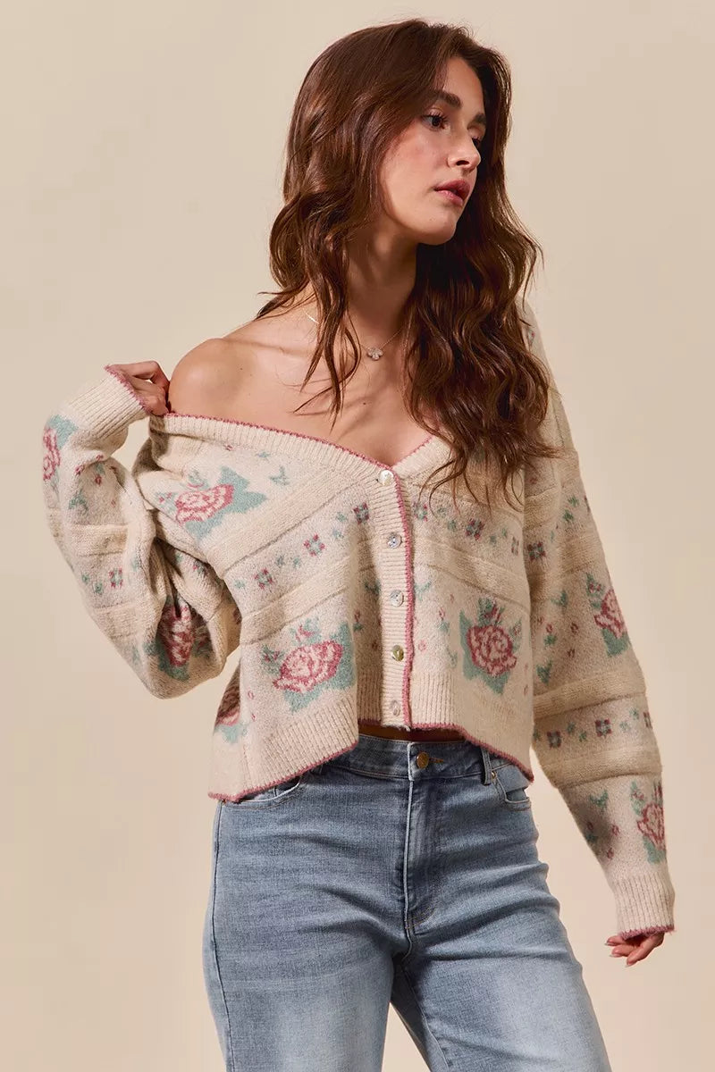 SO ME Floral Pattern Long Sleeve Button Sweater Cardigan-Cardigans-Trendsi-[option4]-[option5]-[option6]-[option7]-[option8]-Shop-Boutique-Clothing-for-Women-Online
