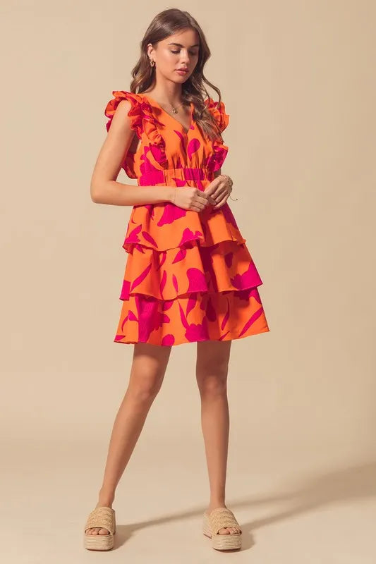 SO ME Floral V Neck Layered Dress with Elasticized Waist-Dresses-Trendsi-[option4]-[option5]-[option6]-[option7]-[option8]-Shop-Boutique-Clothing-for-Women-Online
