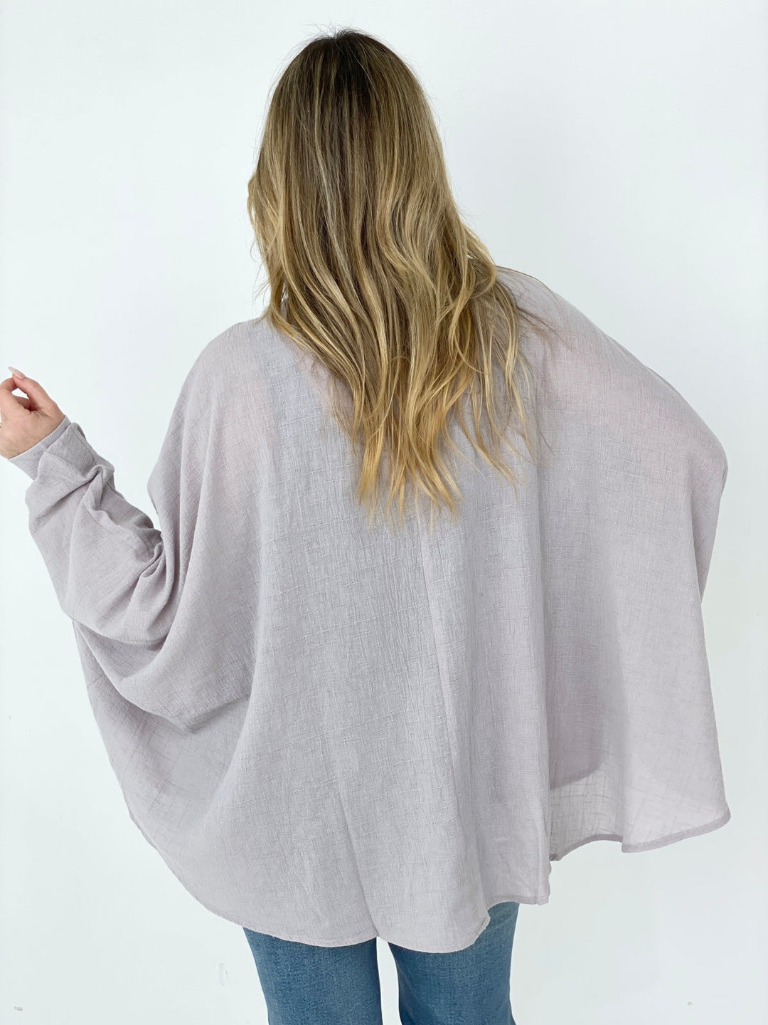Easel Textured Cotton Linen Oversized Top-Blouses-Kiwidrop-[option4]-[option5]-[option6]-[option7]-[option8]-Shop-Boutique-Clothing-for-Women-Online