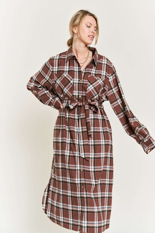 PLAID PRINT COLLAR LONG SHIRT DRESS PLUS SIZE-Jade By Jane-[option4]-[option5]-[option6]-[option7]-[option8]-Shop-Boutique-Clothing-for-Women-Online