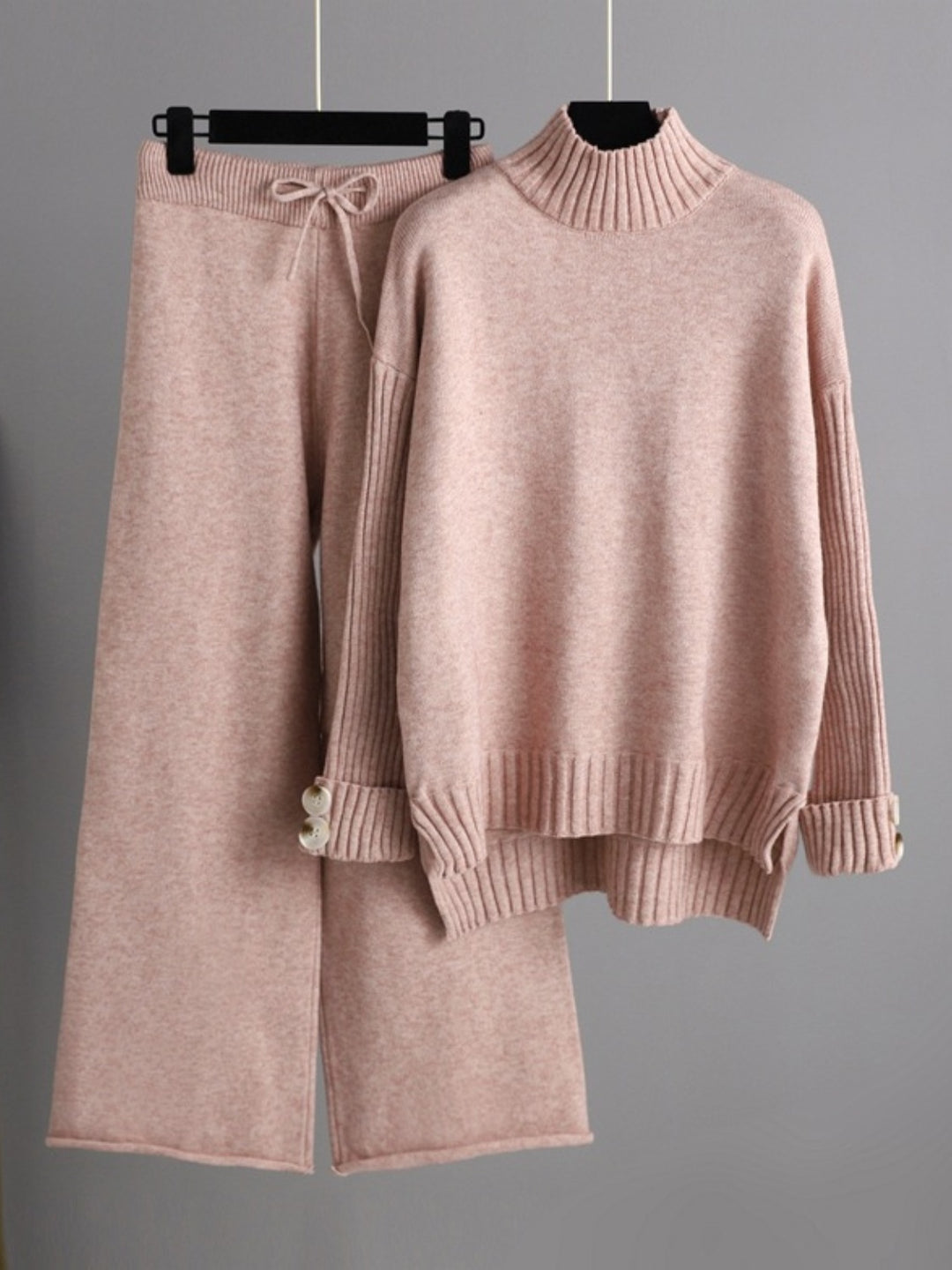 Basic Bae High- Low Turtleneck Long Sleeve Top and Pants Sweater Set-Trendsi-[option4]-[option5]-[option6]-[option7]-[option8]-Shop-Boutique-Clothing-for-Women-Online