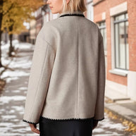 Contrast Trim Drop Shoulder Outerwear-Coats-Trendsi-[option4]-[option5]-[option6]-[option7]-[option8]-Shop-Boutique-Clothing-for-Women-Online