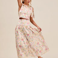 SO ME Floral Printed Woven Shoulder Bow Tie Top and Skirt Set-Dresses-Trendsi-[option4]-[option5]-[option6]-[option7]-[option8]-Shop-Boutique-Clothing-for-Women-Online
