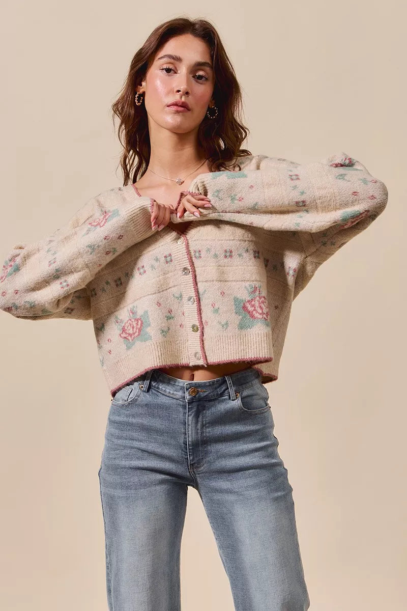 SO ME Floral Pattern Long Sleeve Button Sweater Cardigan-Cardigans-Trendsi-[option4]-[option5]-[option6]-[option7]-[option8]-Shop-Boutique-Clothing-for-Women-Online