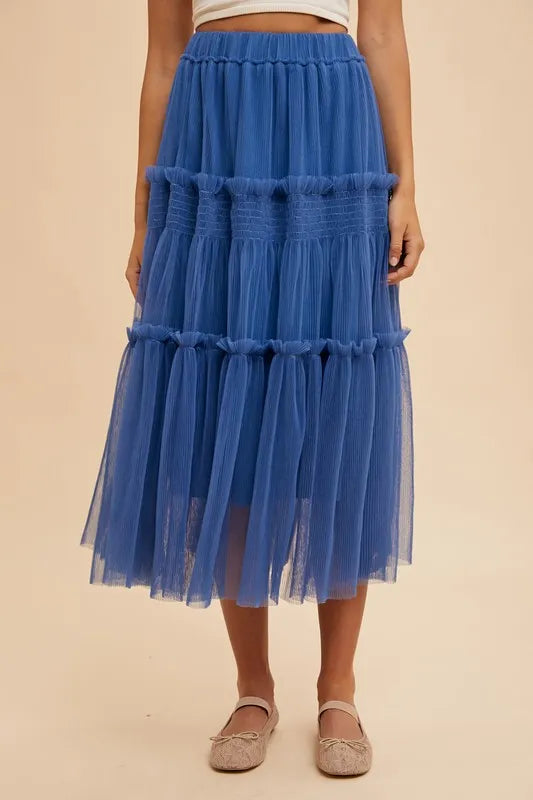 Annie Wear Tulle Tiered Midi Skirt-Skirts-Trendsi-[option4]-[option5]-[option6]-[option7]-[option8]-Shop-Boutique-Clothing-for-Women-Online
