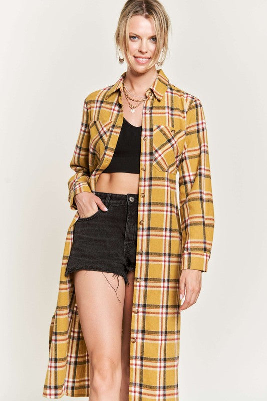 PLAID PRINT COLLAR LONG SHIRT DRESS PLUS SIZE-Jade By Jane-[option4]-[option5]-[option6]-[option7]-[option8]-Shop-Boutique-Clothing-for-Women-Online