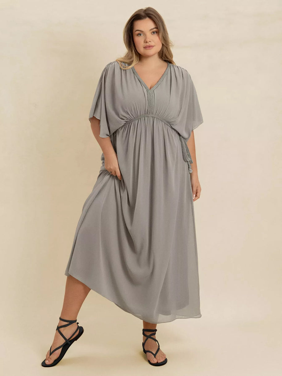 Plus Size V-Neck Flutter Sleeve Dress-Dresses-Trendsi-[option4]-[option5]-[option6]-[option7]-[option8]-Shop-Boutique-Clothing-for-Women-Online