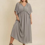 Plus Size V-Neck Flutter Sleeve Dress-Dresses-Trendsi-[option4]-[option5]-[option6]-[option7]-[option8]-Shop-Boutique-Clothing-for-Women-Online