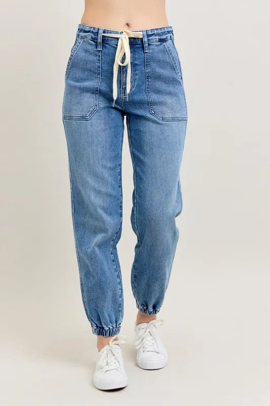 Judy Blue High Waist Denim Joggers-Trendsi-[option4]-[option5]-[option6]-[option7]-[option8]-Shop-Boutique-Clothing-for-Women-Online