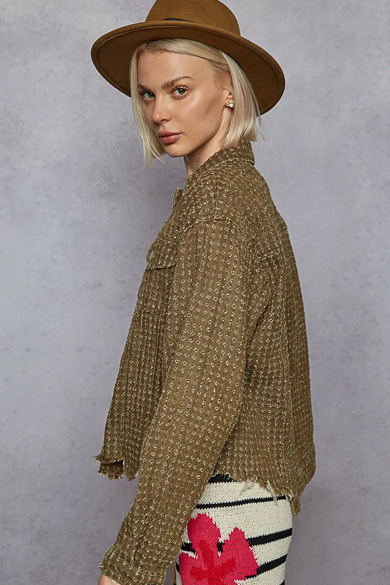 POL Raw Hem Button Up Jacket with Chest Pockets-Jacket-Trendsi-[option4]-[option5]-[option6]-[option7]-[option8]-Shop-Boutique-Clothing-for-Women-Online