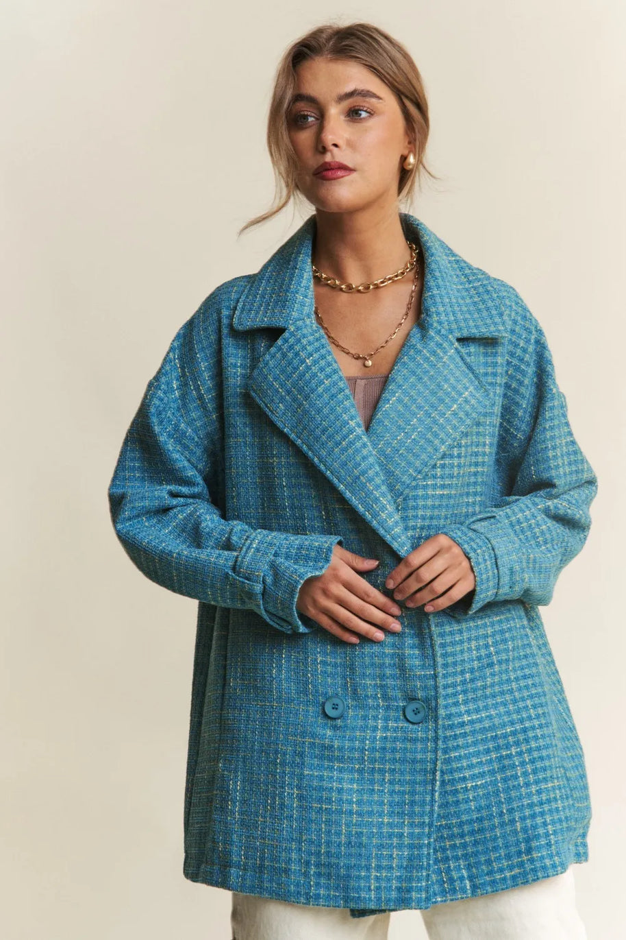 J.NNA Tweed Double-Breasted Long Sleeve Coat-Coats-Trendsi-[option4]-[option5]-[option6]-[option7]-[option8]-Shop-Boutique-Clothing-for-Women-Online