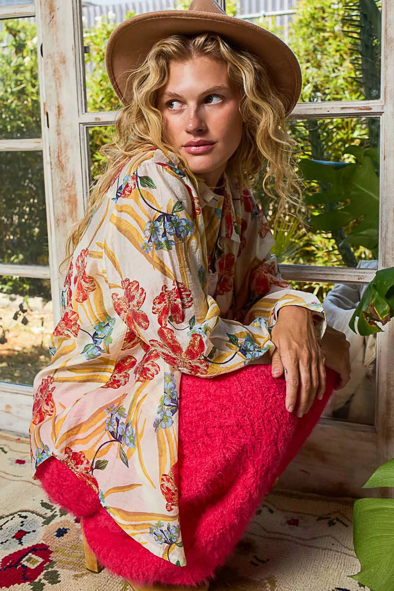 POL Floral Print Button Down Long Sleeve Shirt-Blouses-Trendsi-[option4]-[option5]-[option6]-[option7]-[option8]-Shop-Boutique-Clothing-for-Women-Online