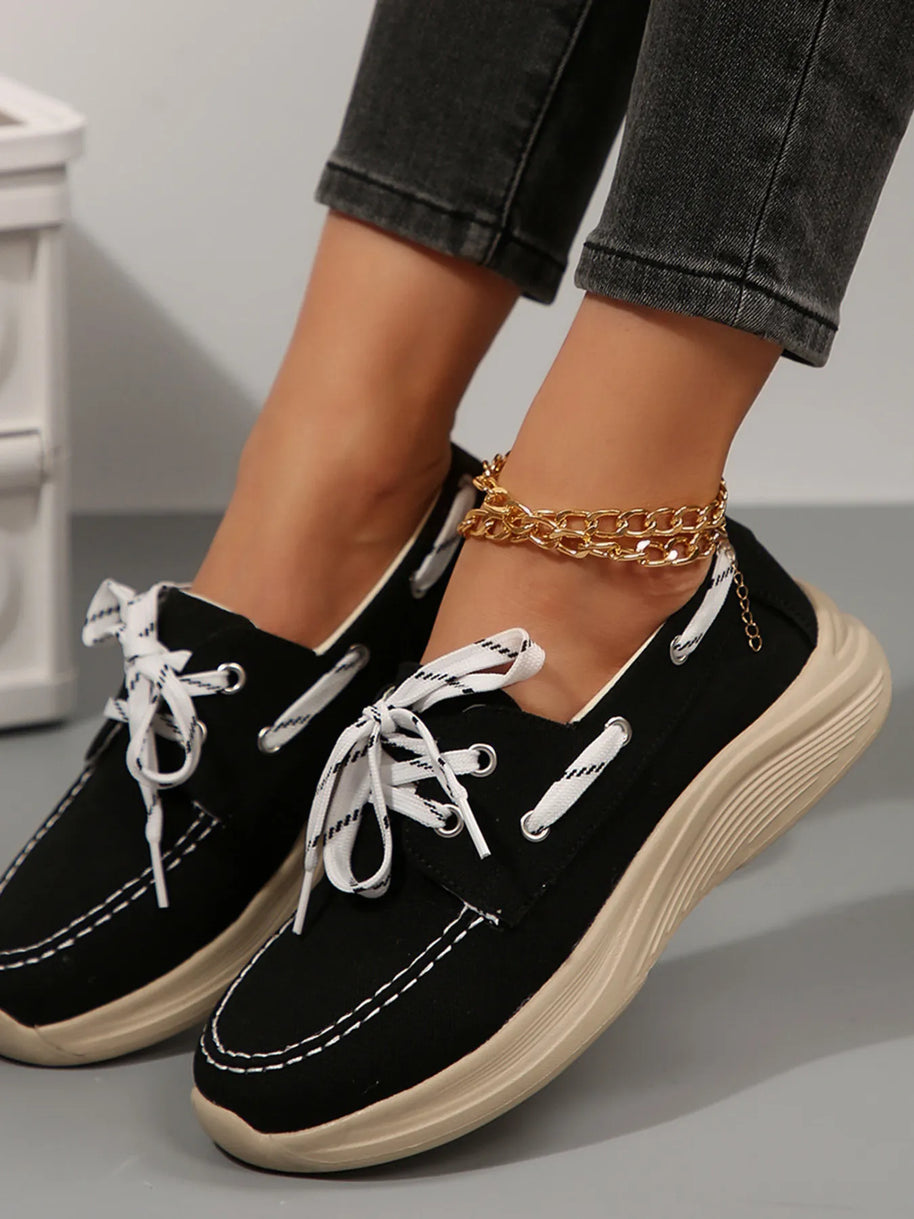 Lace Up Round Toe Sneakers-Sneakers-Trendsi-[option4]-[option5]-[option6]-[option7]-[option8]-Shop-Boutique-Clothing-for-Women-Online