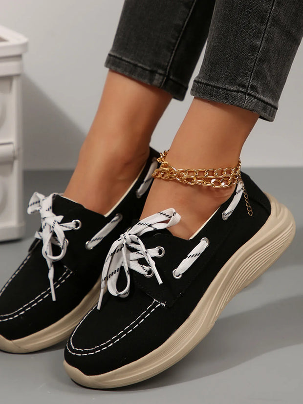 Lace Up Round Toe Sneakers-Sneakers-Trendsi-[option4]-[option5]-[option6]-[option7]-[option8]-Shop-Boutique-Clothing-for-Women-Online