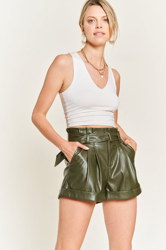 High-rise waist Belted Faux Leather Short-Jade By Jane-[option4]-[option5]-[option6]-[option7]-[option8]-Shop-Boutique-Clothing-for-Women-Online