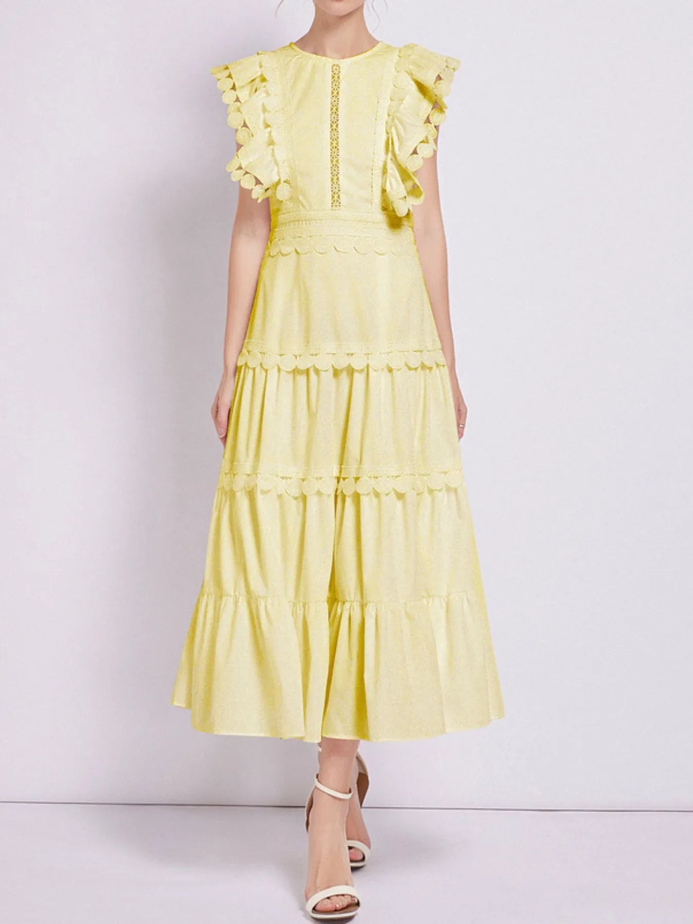 Sleeveless Ruffled Tiered Dress with Embroidered Trim-dresses-Trendsi-[option4]-[option5]-[option6]-[option7]-[option8]-Shop-Boutique-Clothing-for-Women-Online