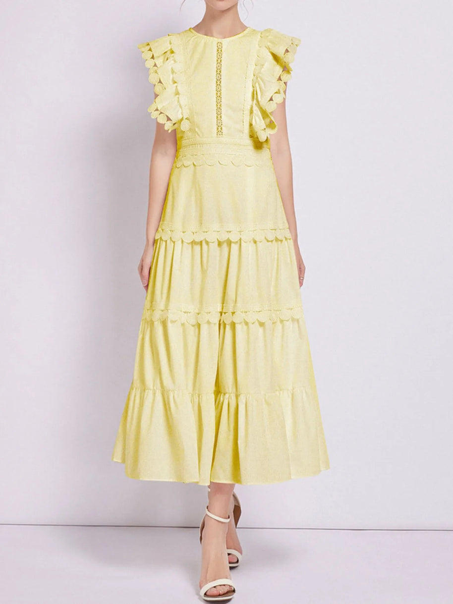 Sleeveless Ruffled Tiered Dress with Embroidered Trim-dresses-Trendsi-[option4]-[option5]-[option6]-[option7]-[option8]-Shop-Boutique-Clothing-for-Women-Online