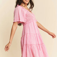 Davi & Dani Jacquard Checker Smocking Tiered Dress-Dresses-Trendsi-[option4]-[option5]-[option6]-[option7]-[option8]-Shop-Boutique-Clothing-for-Women-Online
