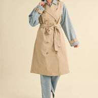MABLE Layered Look Trench Coat With Denim Jacket-Coats & Jackets-Trendsi-[option4]-[option5]-[option6]-[option7]-[option8]-Shop-Boutique-Clothing-for-Women-Online