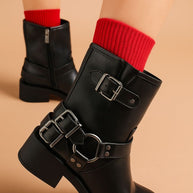 Caribou Harness Detail Biker Boots-Rag Company-[option4]-[option5]-[option6]-[option7]-[option8]-Shop-Boutique-Clothing-for-Women-Online