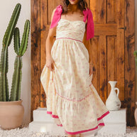 SO ME Ribbon Flowy Maxi Dress with Contrast Trim-Dresses-Trendsi-[option4]-[option5]-[option6]-[option7]-[option8]-Shop-Boutique-Clothing-for-Women-Online