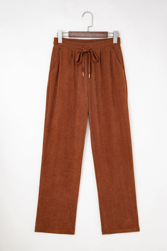 Solid Corduroy Drawstring Elastic Waist Pants-JUNIPER BLVD-[option4]-[option5]-[option6]-[option7]-[option8]-Shop-Boutique-Clothing-for-Women-Online