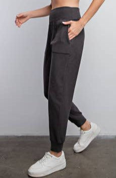 Rae Mode Rib Brushed Full Length Jogger Pant in Black-Womens-Ave Shops-[option4]-[option5]-[option6]-[option7]-[option8]-Shop-Boutique-Clothing-for-Women-Online