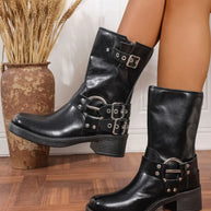 Round Toe Block Heels Boots-Boots-Trendsi-[option4]-[option5]-[option6]-[option7]-[option8]-Shop-Boutique-Clothing-for-Women-Online