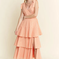 Jade By Jane Sleeveless Gingham Print Tiered Midi Dress-Dresses-Trendsi-[option4]-[option5]-[option6]-[option7]-[option8]-Shop-Boutique-Clothing-for-Women-Online