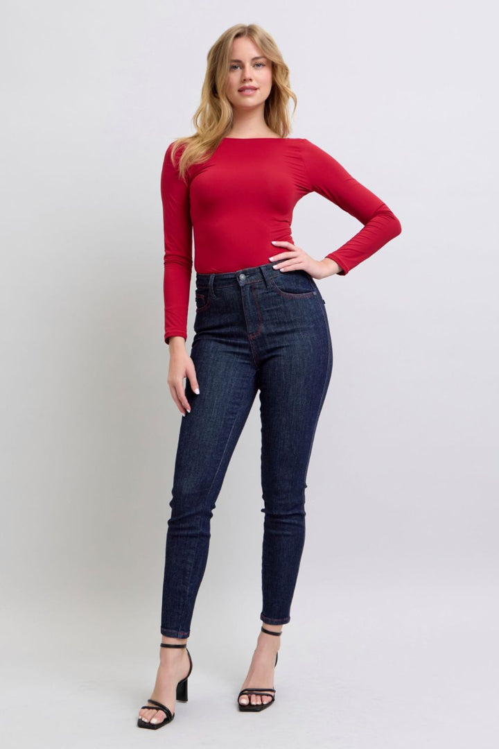 Judy Blue Heart Shaped Back Pockets Skinny Jeans-Trendsi-[option4]-[option5]-[option6]-[option7]-[option8]-Shop-Boutique-Clothing-for-Women-Online