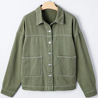 Denim Button-Up Patch Pocket Collared Jacket-JUNIPER BLVD-[option4]-[option5]-[option6]-[option7]-[option8]-Shop-Boutique-Clothing-for-Women-Online