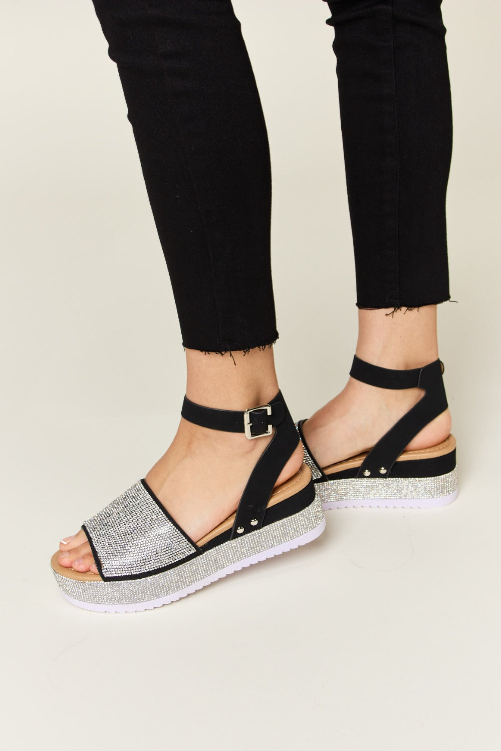 Forever Link Rhinestone Buckle Strappy Wedge Sandals-Trendsi-[option4]-[option5]-[option6]-[option7]-[option8]-Shop-Boutique-Clothing-for-Women-Online