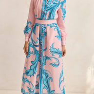 Printed Button Down Belted Shirt Dress-Dresses-Trendsi-[option4]-[option5]-[option6]-[option7]-[option8]-Shop-Boutique-Clothing-for-Women-Online