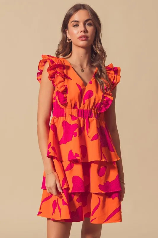 SO ME Floral V Neck Layered Dress with Elasticized Waist-Dresses-Trendsi-[option4]-[option5]-[option6]-[option7]-[option8]-Shop-Boutique-Clothing-for-Women-Online