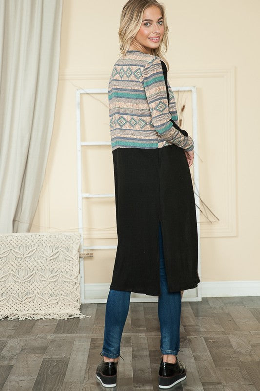 Mixed Media Maxi Cardigan-Orange Farm Clothing-[option4]-[option5]-[option6]-[option7]-[option8]-Shop-Boutique-Clothing-for-Women-Online