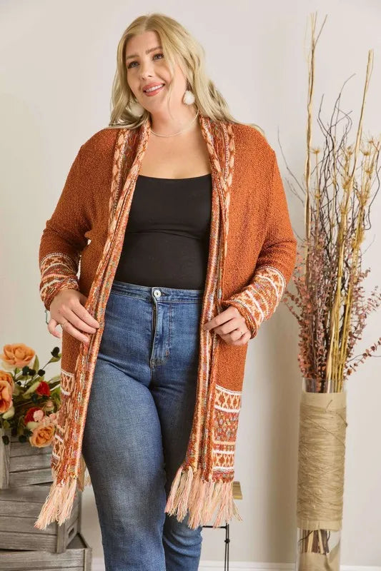 ADORA Full Size Fringe Hem Aztec Border Cardigan-Cardigan-Trendsi-[option4]-[option5]-[option6]-[option7]-[option8]-Shop-Boutique-Clothing-for-Women-Online