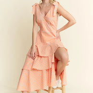 Jade By Jane Sleeveless Gingham Print Tiered Midi Dress-Dresses-Trendsi-[option4]-[option5]-[option6]-[option7]-[option8]-Shop-Boutique-Clothing-for-Women-Online