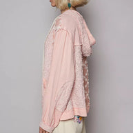 POL Exposed Seam Button Down Hooded Jacket with Lace Detail-Jacket-Trendsi-[option4]-[option5]-[option6]-[option7]-[option8]-Shop-Boutique-Clothing-for-Women-Online