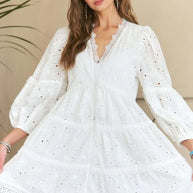 ADORA Lace Detail Tiered Eyelet V-Neck Babydoll Dress-Dresses-Trendsi-[option4]-[option5]-[option6]-[option7]-[option8]-Shop-Boutique-Clothing-for-Women-Online
