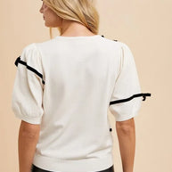 Annie Wear Striped Bow Round Neck Knit Top-knit top-Trendsi-[option4]-[option5]-[option6]-[option7]-[option8]-Shop-Boutique-Clothing-for-Women-Online