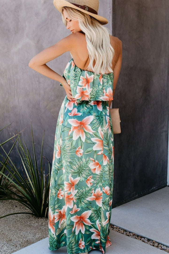 Slit Tropical Sleeveless Tube Dress-Trendsi-[option4]-[option5]-[option6]-[option7]-[option8]-Shop-Boutique-Clothing-for-Women-Online