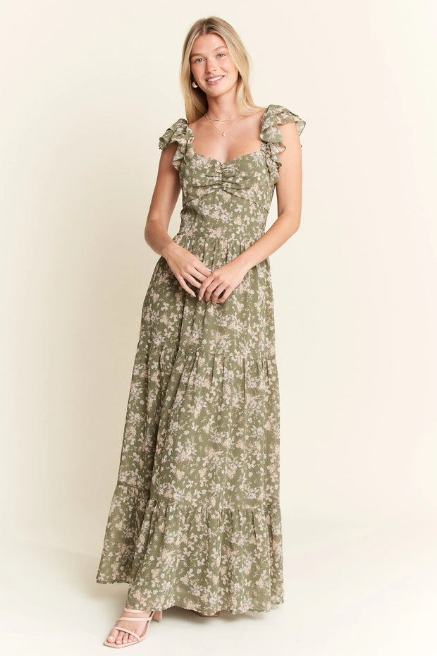 Jade By Jane Ruffle Sleeve Tiered Maxi Dress-Dresses-Trendsi-[option4]-[option5]-[option6]-[option7]-[option8]-Shop-Boutique-Clothing-for-Women-Online