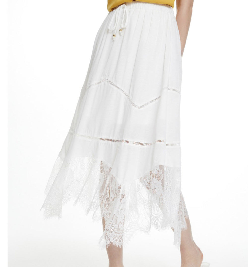 White Lace Asymmetrical Hem Maxi Skirt-Skirts-Kiwidrop-White-XS-[option4]-[option5]-[option6]-[option7]-[option8]-Shop-Boutique-Clothing-for-Women-Online