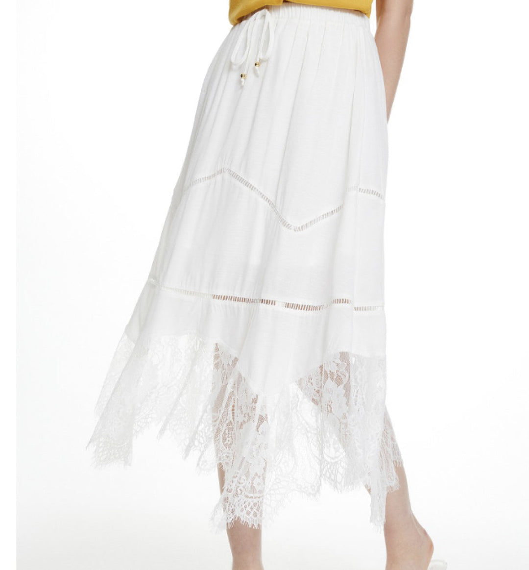 White Lace Asymmetrical Hem Maxi Skirt-Skirts-Kiwidrop-White-XS-[option4]-[option5]-[option6]-[option7]-[option8]-Shop-Boutique-Clothing-for-Women-Online