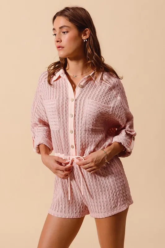 SO ME Textured Knit Button Front Romper-Jumpsuits & Rompers-Trendsi-[option4]-[option5]-[option6]-[option7]-[option8]-Shop-Boutique-Clothing-for-Women-Online