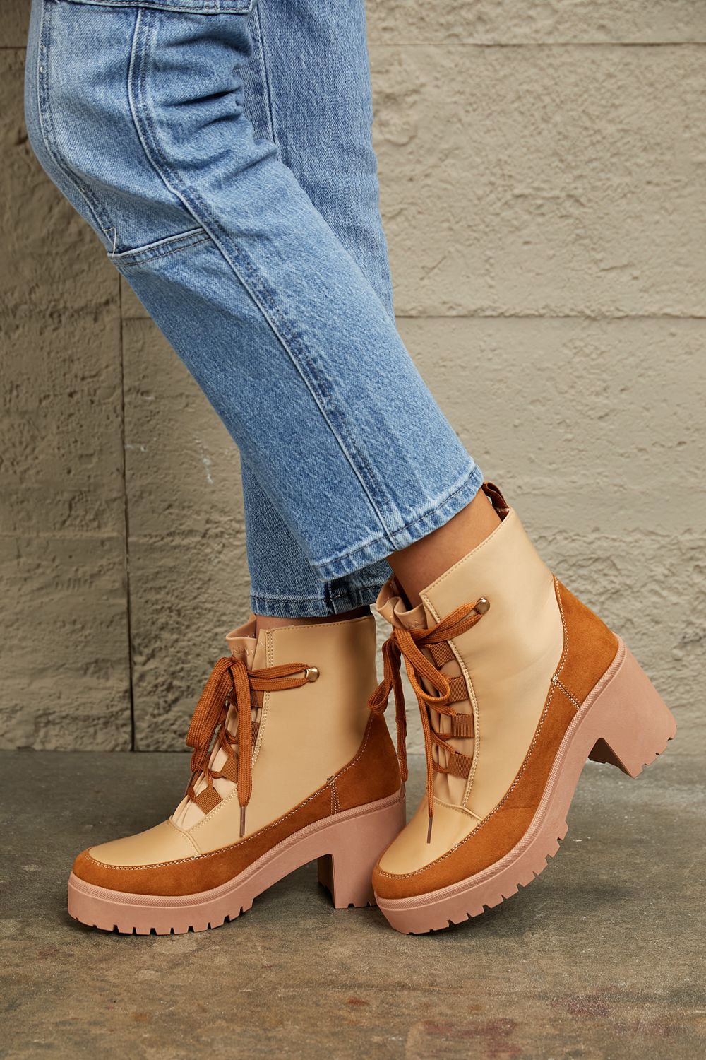 East Lion Corp Lace Up Lug Booties-Boots-Trendsi-[option4]-[option5]-[option6]-[option7]-[option8]-Shop-Boutique-Clothing-for-Women-Online